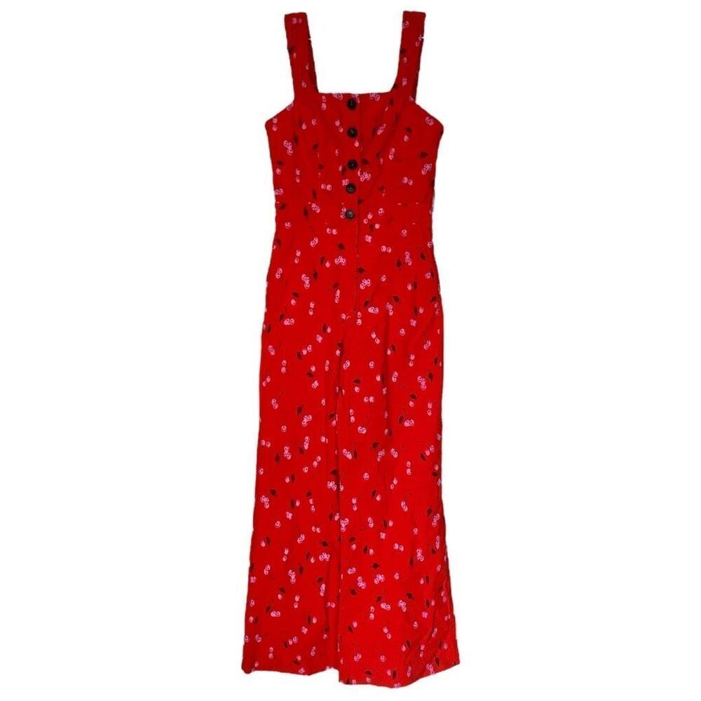 Maeve Orange Floral Button-Front Jumpsuit - Picture 3 of 14